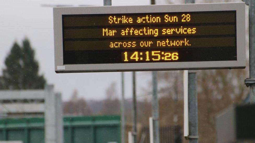 Strike action sign at Dunblane