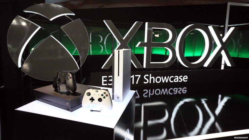 The Xbox One X, which Microsoft showcased at E3