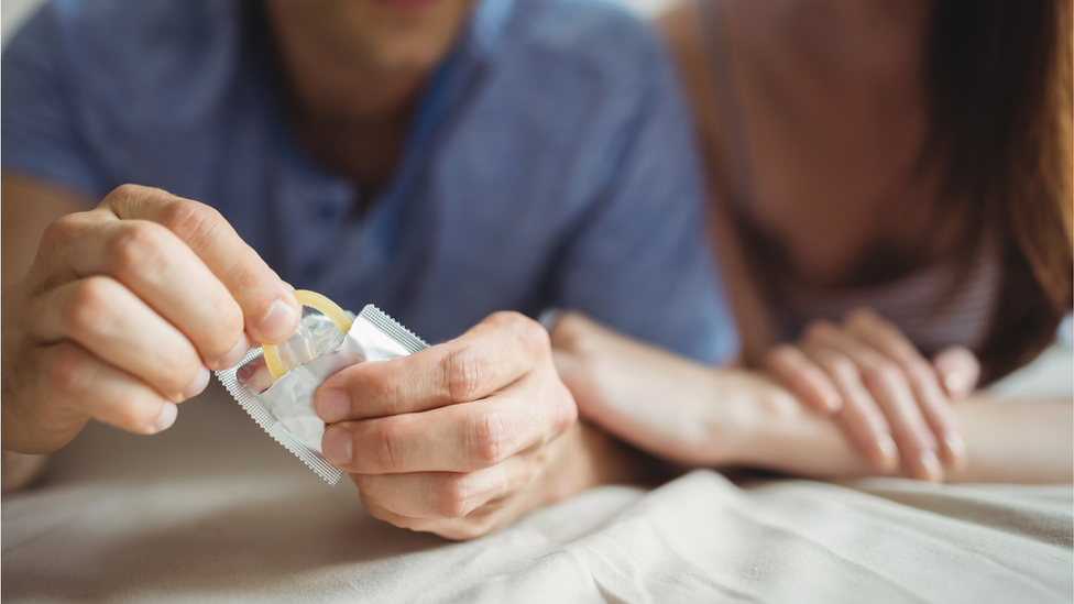 Couple with condom