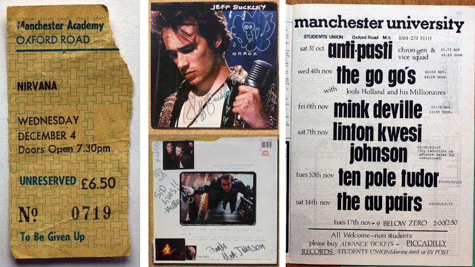 Nirvana ticket/Jeff Buckley/Manchester Uni advert