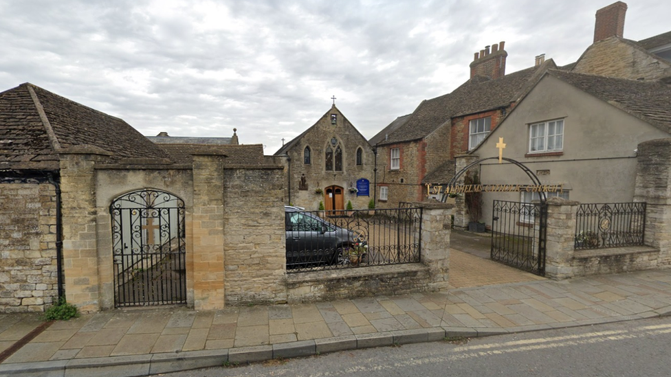 exterior of St Adhelm's Church courtyard