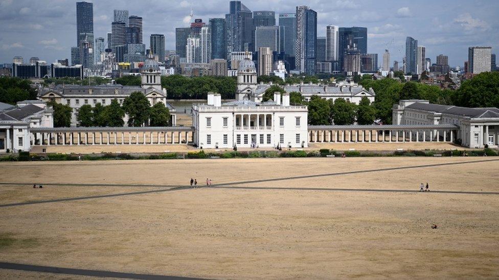 Parks and fields in England are parched by the low rainfall