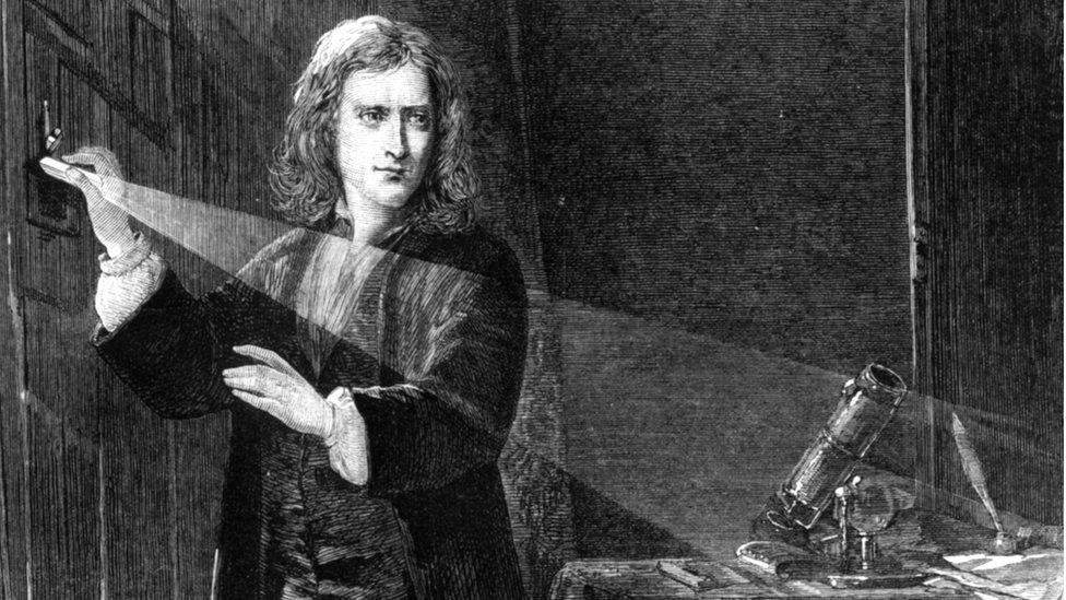 Sir Isaac Newton creates a shaft of light