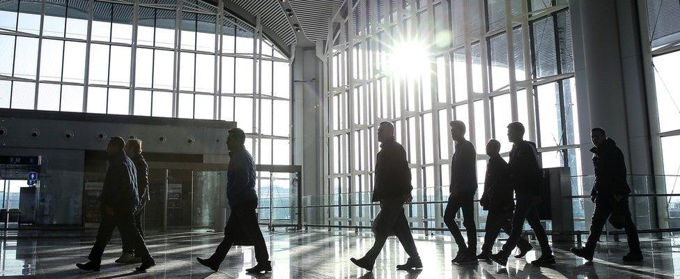 Passengers arrive at the new Istanbul Airport - 31 October 2018