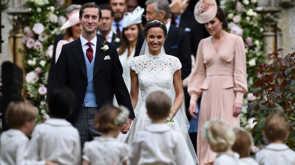 Pippa Middleton and her new husband James Matthews leave St Mark"s Churc