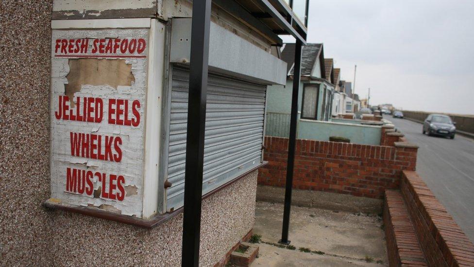 Boarded up shop in Jaywick