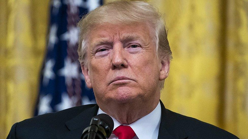 US President Donald Trump speaks at an event in the East Room of the White House, 20 August 2018