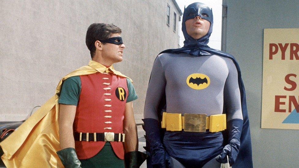 (Left to right) US actors Burt Ward and Adam West played Batman and Robin on TV in the 1960s