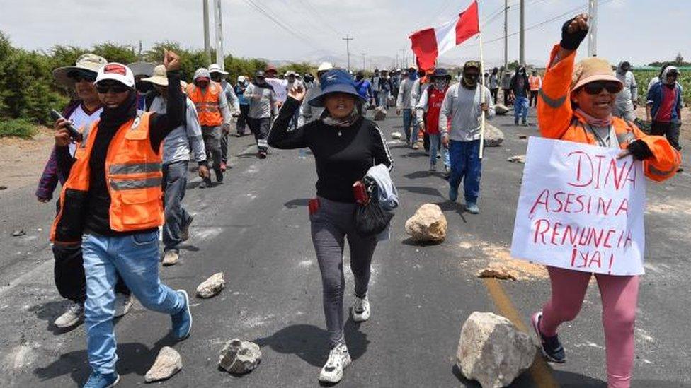 Supporters of Pedro Castillo protesting