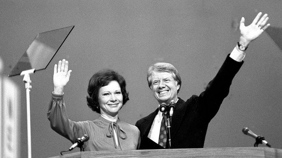 US President Jimmy Carter and his wife, Rosalynn