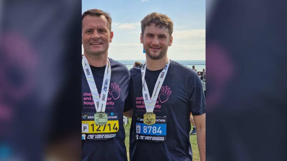 David Lynham and his dad Sean at the Brighton Marathon