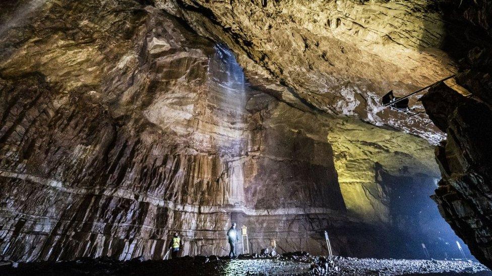 Potholers explore Gaping Gill