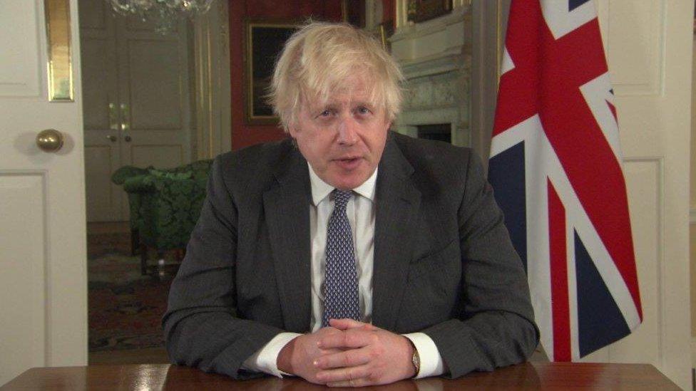 Boris Johnson giving a statement