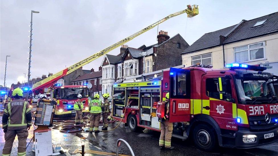 car workshop on fire