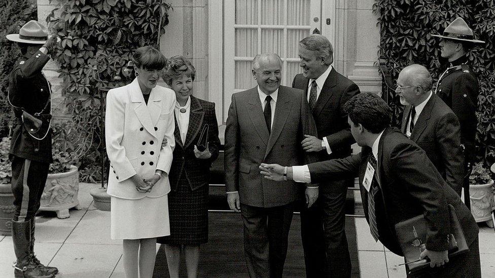 Prime Minister Brian Mulroney hosts with Mikhail and Raisa Gorbachev at 24 Sussex