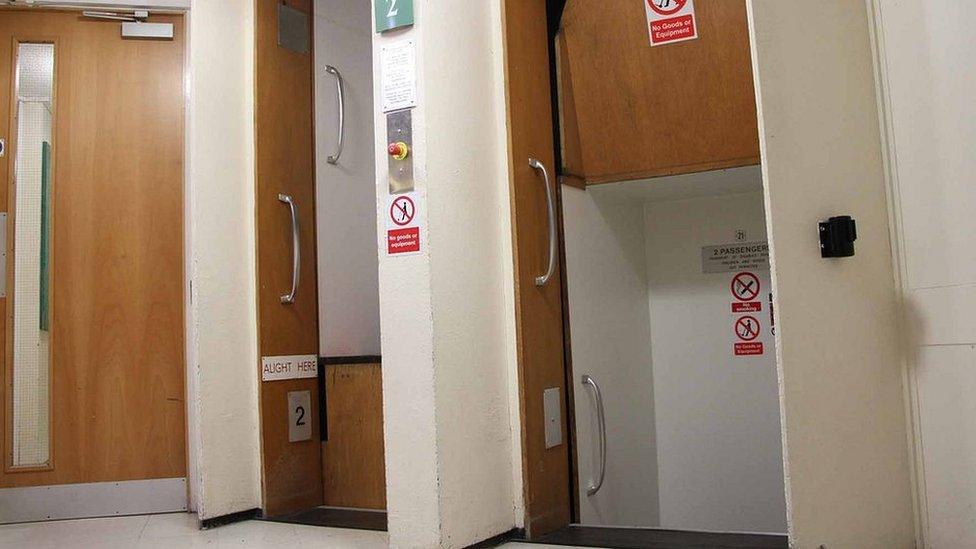 Paternoster lift at University of Leicester