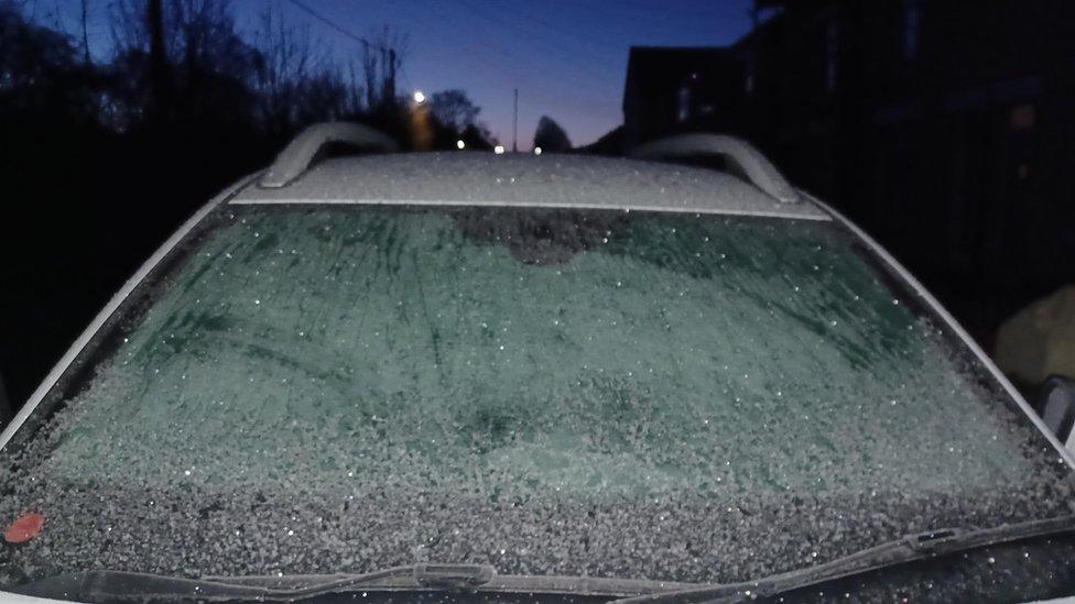 Windscreens covered in ice