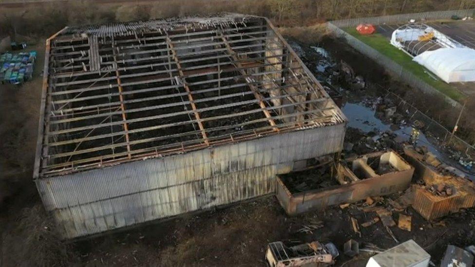 Aerial image of Birtley fire damage