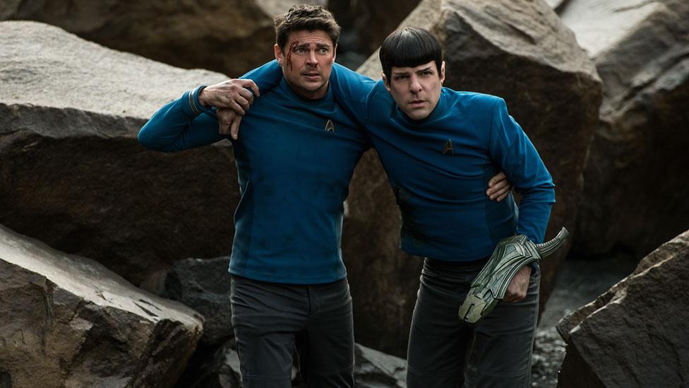 Karl Urban and Zachary Quinto in Star Trek Beyond