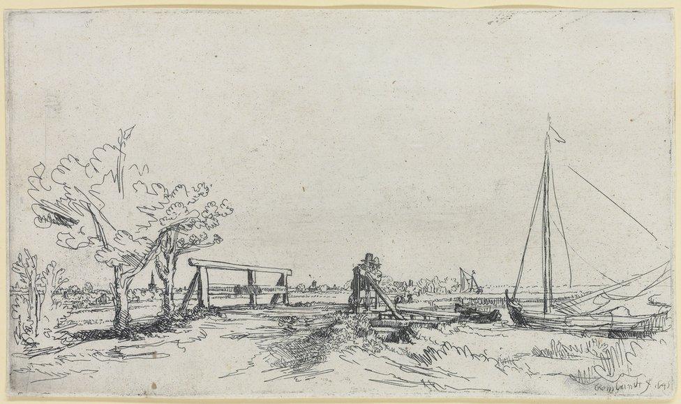 An etching by Rembrandt called Six's Bridge