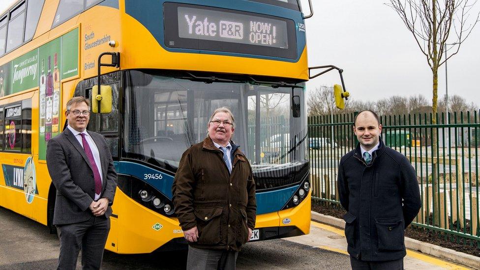 (From left to right) First West of England Managing Director Doug Claringbold, Cabinet Member for Regeneration, Environment and Strategic Infrastructure Cllr Steve Reade and Thornbury and Yate MP Luke Hall