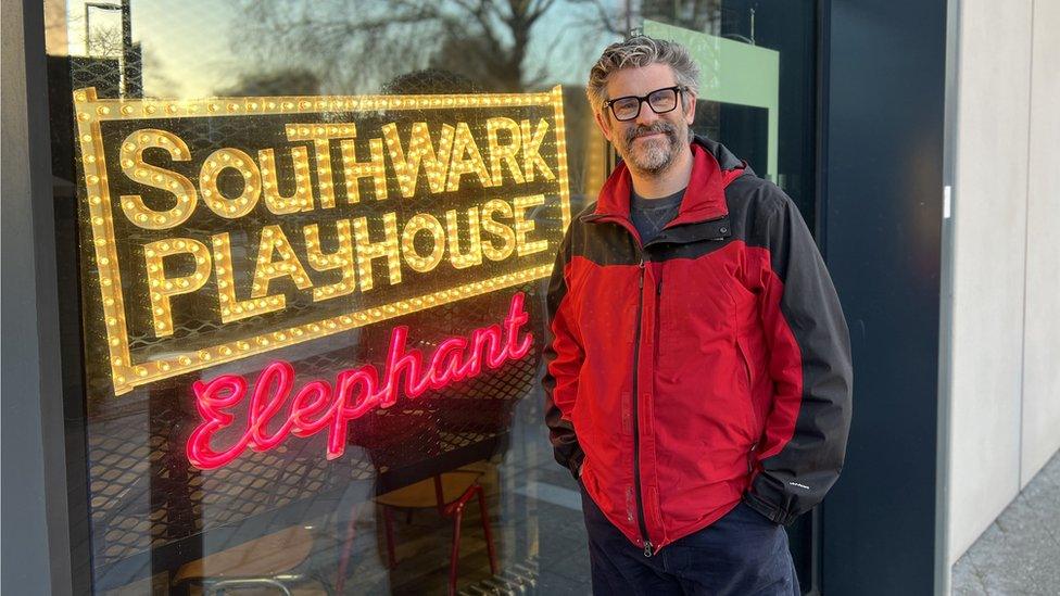 Dan Renton Skinner outside the Southwark Playhouse Elephant