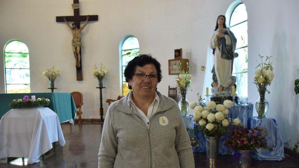 Sister Nelly inside the chapel at the jail