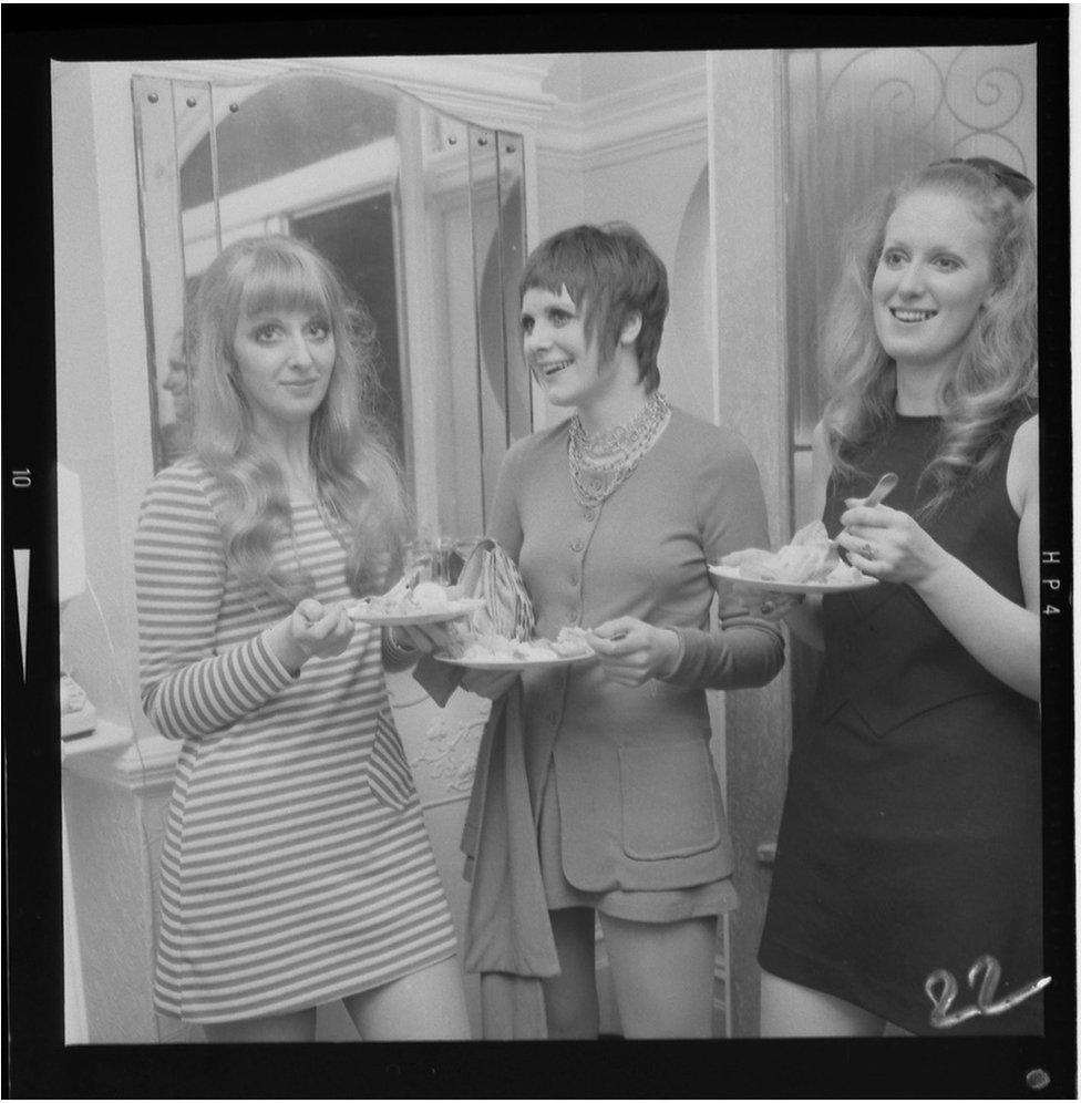 Three women at a party