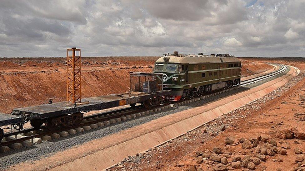 Work in progress on the new railway tracks linking Djibouti with Addis Ababa