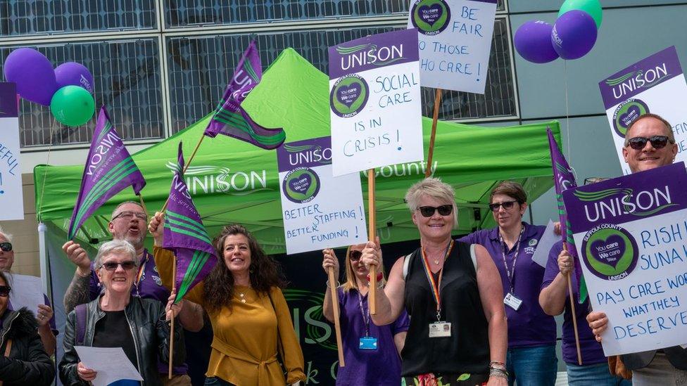 Unison protestors