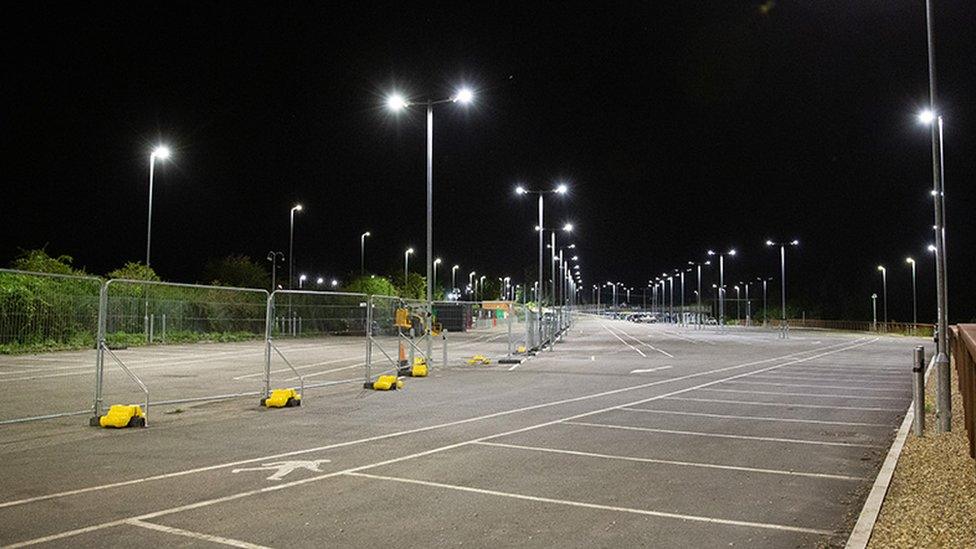 The lights at Manningtree Station car park