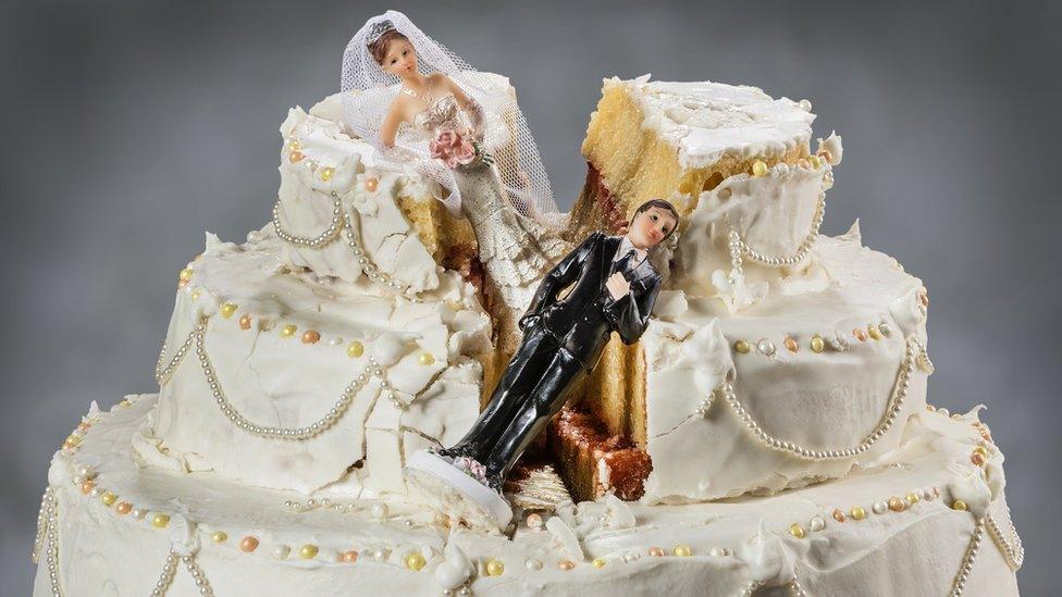 A smashed up wedding cake