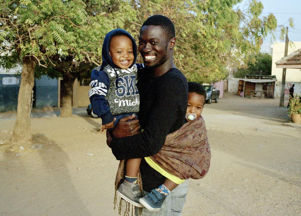 Moulaye, Hassan and Malick in Mermoz, a residential neighbourhood of Dakar, Senegal