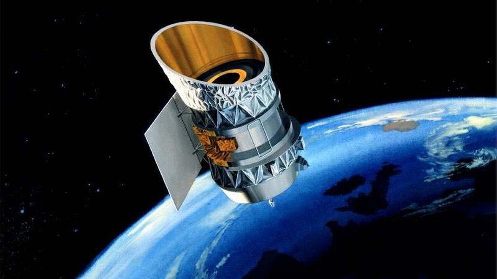 NASA drawing of IRAS satellite