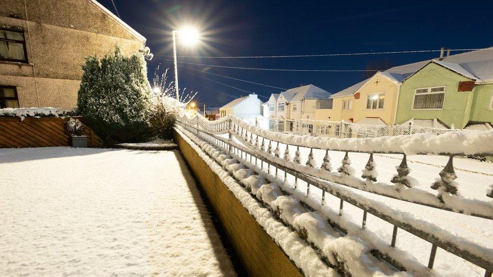 Snow covering Brynmawr, Blaenau Gwent