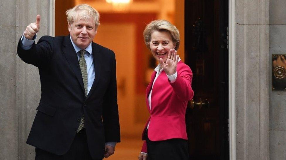 Boris Johnson and Ursula von der Leyen outside Downing Street