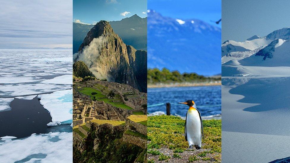 From left to right, Arctic, Peru, Argentina, Antarctica