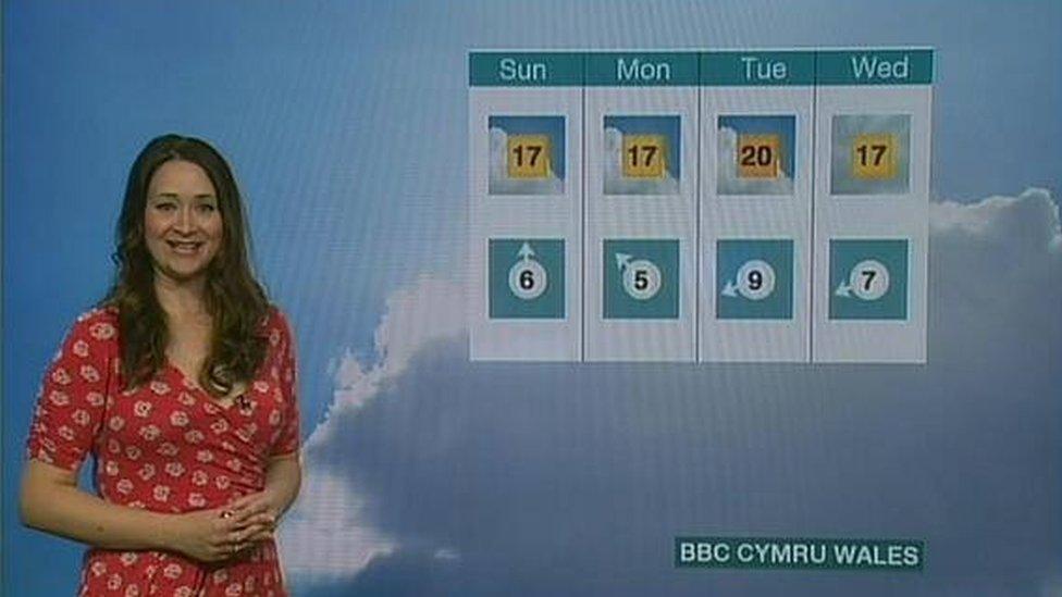 Rowena Kincaid presenting the weather on BBC Wales