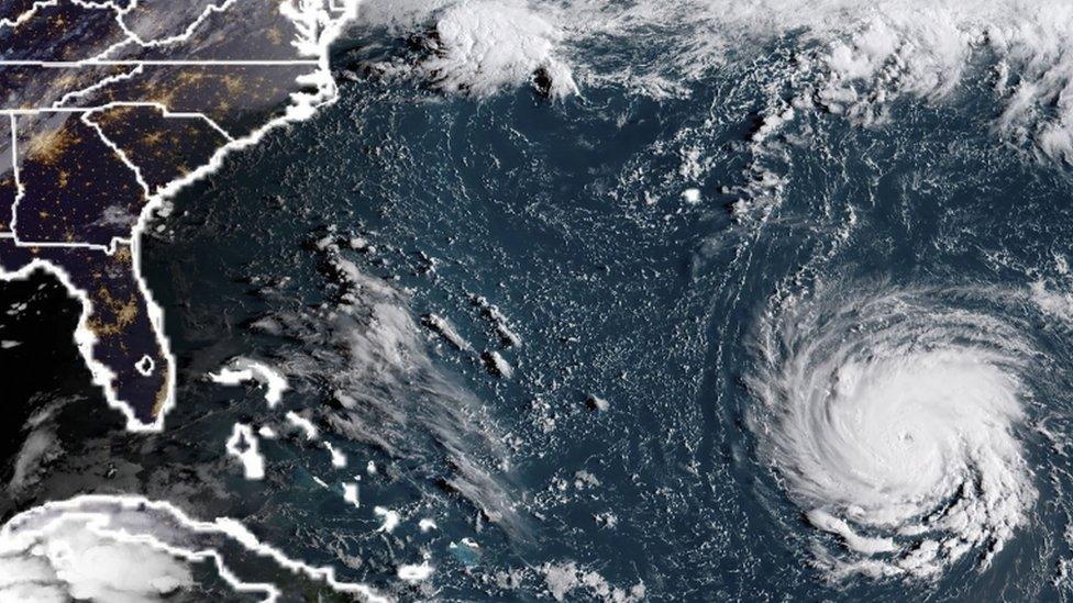 a satellite image of the hurricane