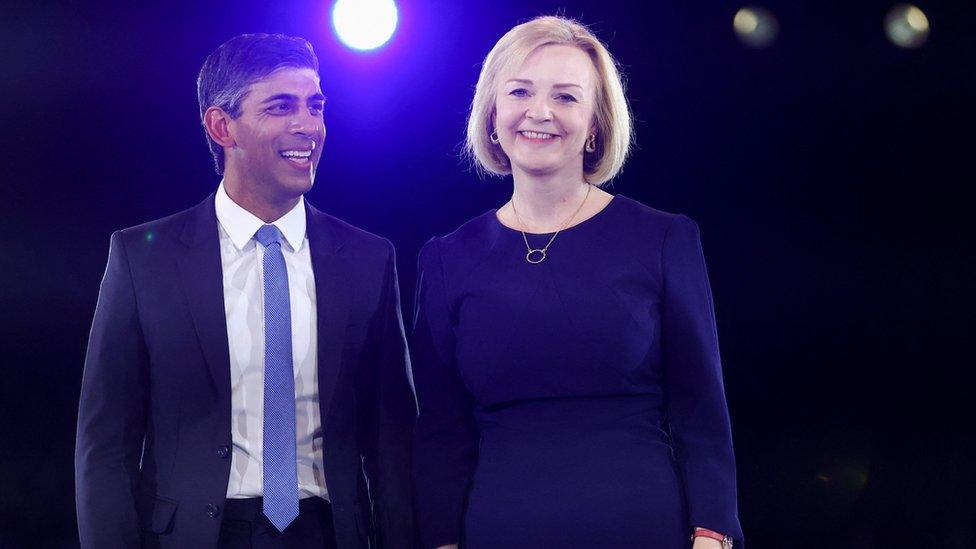 Rishi Sunak and Liz Truss at a leadership debate in 2022