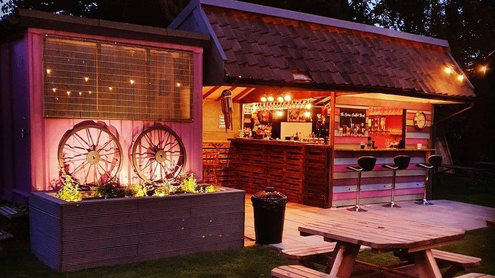 An old shed was turned into a cocktail shack