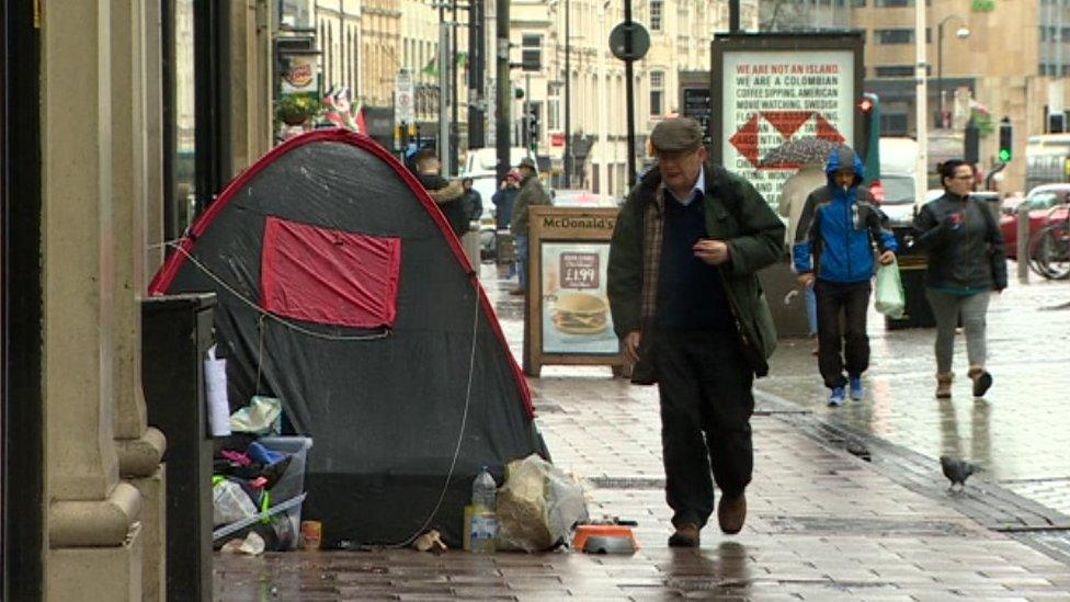 Tents on a Cardiff street