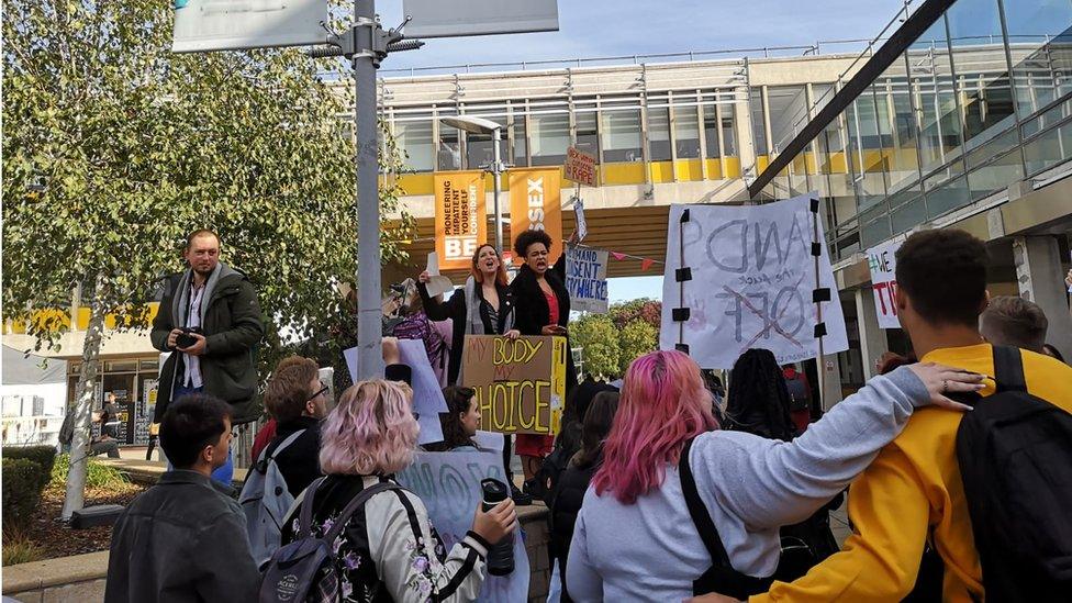 Protestors at University of Essex