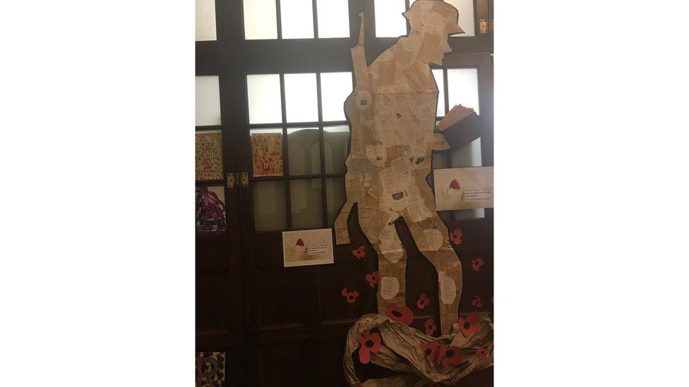 A solider made out of books.