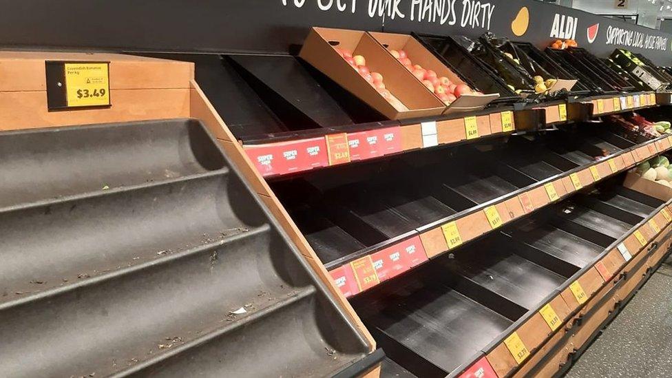 Empty shelves in Australian supermarket