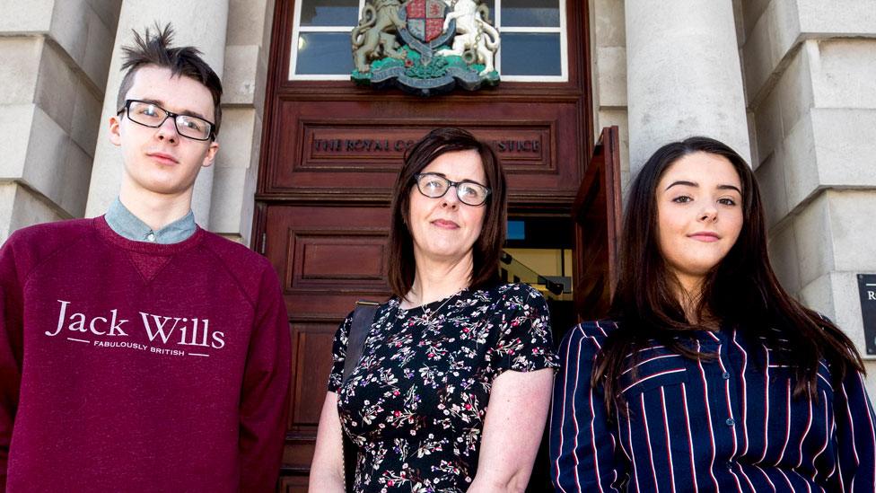 Siobhan McLaughlin (centre) with her children Billy and Rebecca Adams