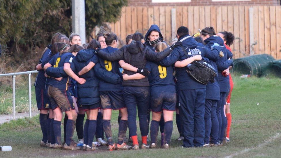 Cardiff Metropolitan Ladies FC team huddle