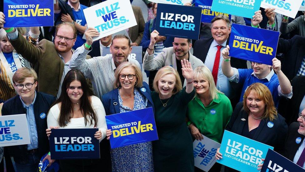 liz truss with supporters in perth