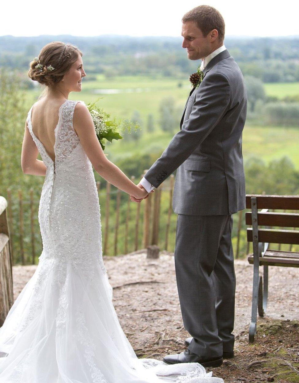 Imogen and James on their wedding day