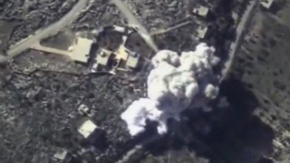 Russian air strikes hitting what the government says are Islamic State targets in Syria (23 November 2015)